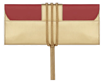 Saint-Laurent-Signature-Janis-Clutch-in-Gold-Metallic-Leather-and-Red-Leather-2