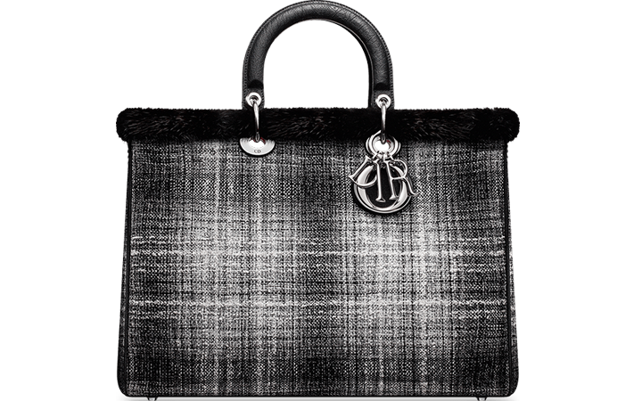 Diorissimo-Bag-Large-Grey-Silver-and-black-tweed-and-black-mink-1