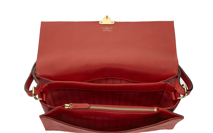 Louis Vuitton Fascinate Cross Body Clutch Bag Orient red Embossed Monogram  Empreinte Leather