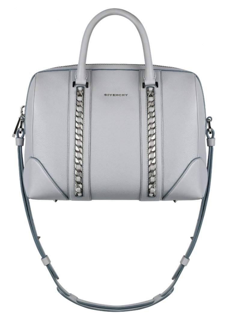 Medium Lucrezia bag in grey grained leather with chains