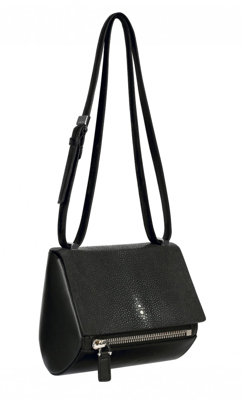 Mini Pandora Box bag in black stingray and nappa leather