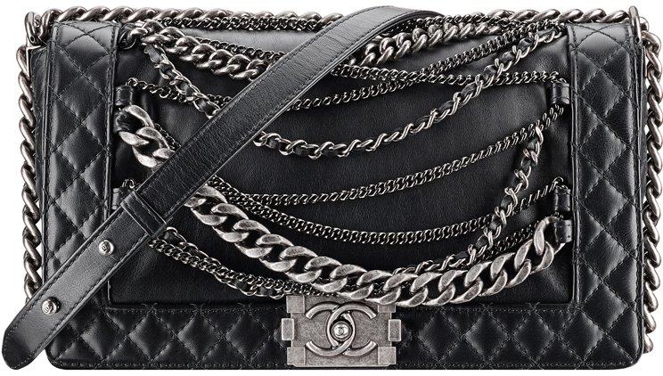 Calfskin Boy Chanel Flap Bag With Chain Details