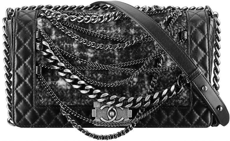 Calfskin Boy Chanel Flap With Tweed And Chain Details