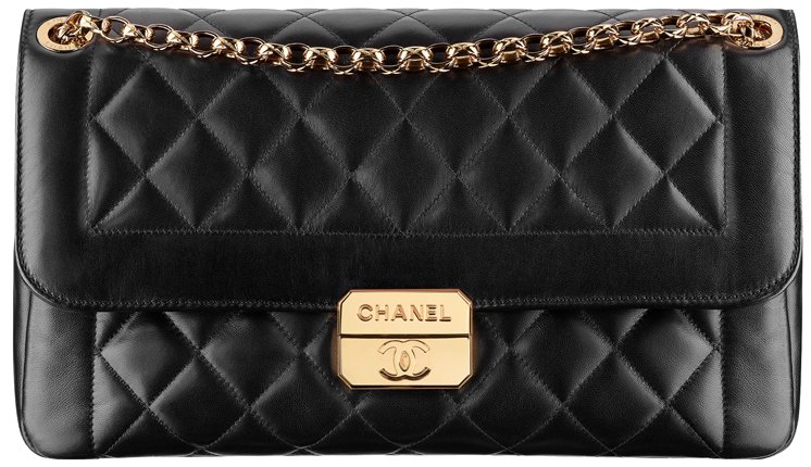 Chanel-lambskin-flap-bag-with-retro-Chanel-clasp-in-black