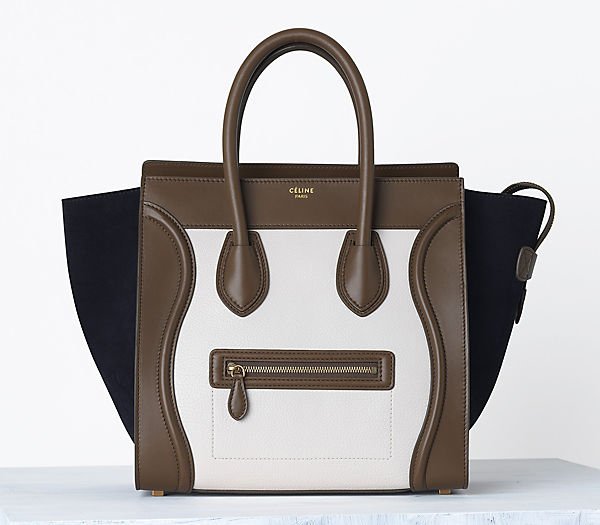 Celine-Luggage-handbag-in-Multicolour-Textured-Calfskin-Cream