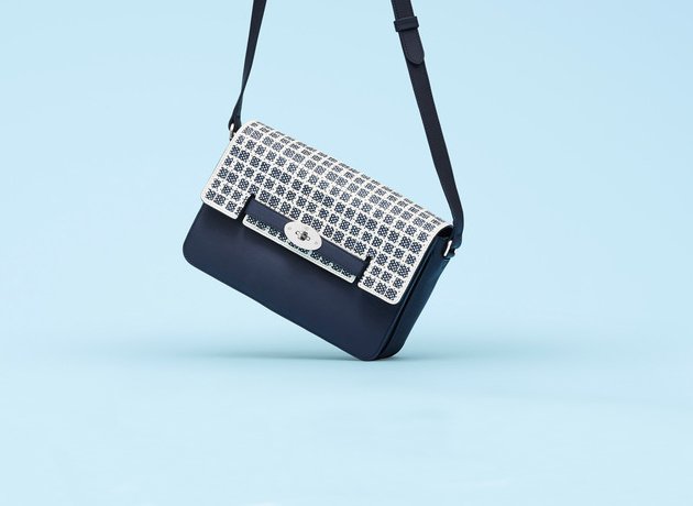 Mulberry Bayswater Shoulder Bag in Midnight Blue And Dotty Cream 