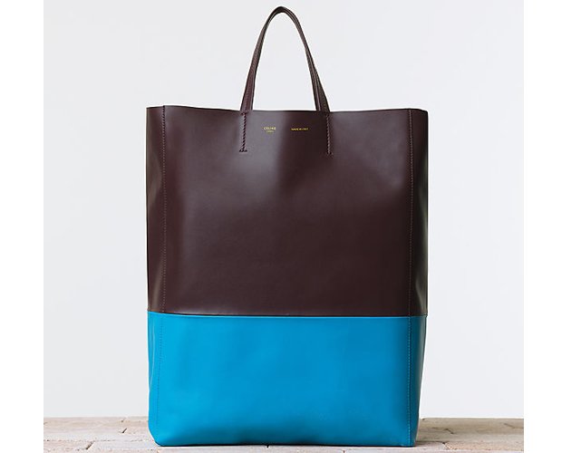 Celine-BI-Cabas-Handbag-Smooth-Lambskin-Vertical-Turquoise-Burgundy