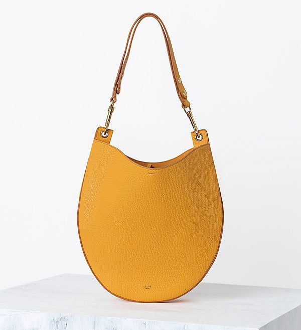 Celine-Hobo-handbag-in-Crisped-Calfskin-Saffron