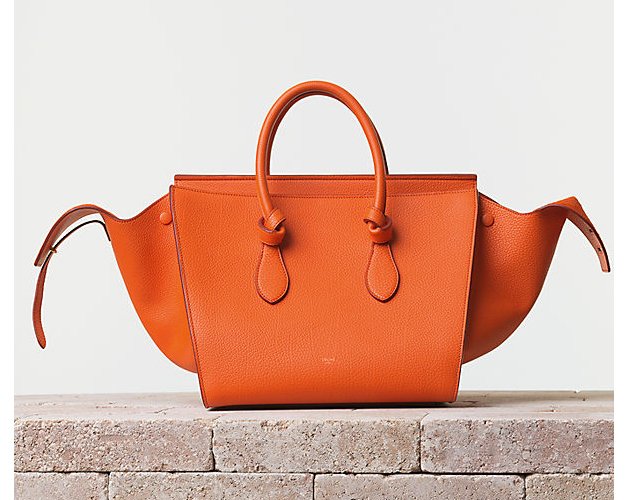celine orange leather handbag cabas  