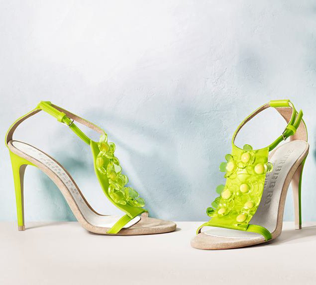 Flower embellished sandals in fresh shades of lime