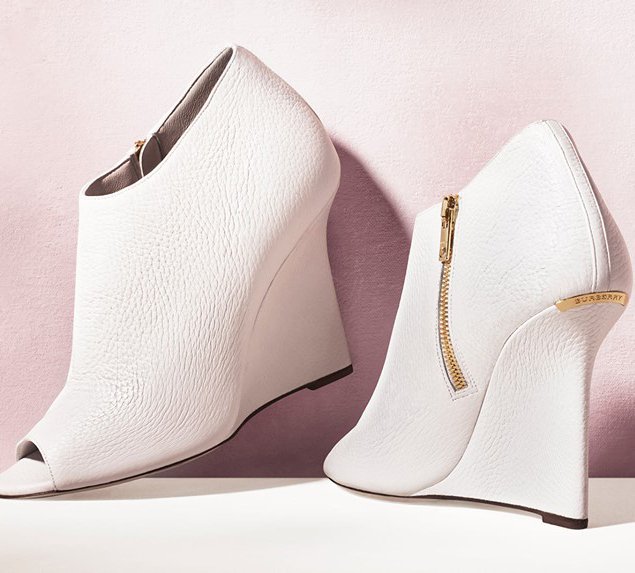 Burberry Peep-toe wedge boots in bright white