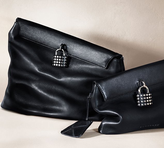 Soft leather bags with studded padlocks