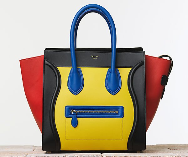 Celine-Luggage-Handbag-Multicolour-Smooth-Calfskin-Sunflower