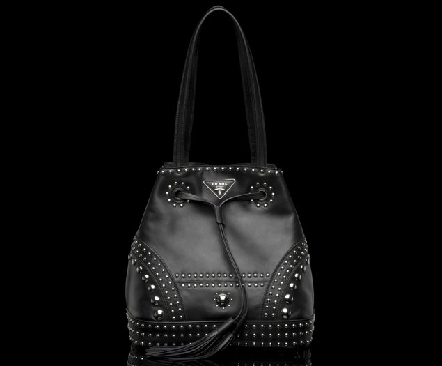 Prada-Studded-Leather-bucket-bag-black-2