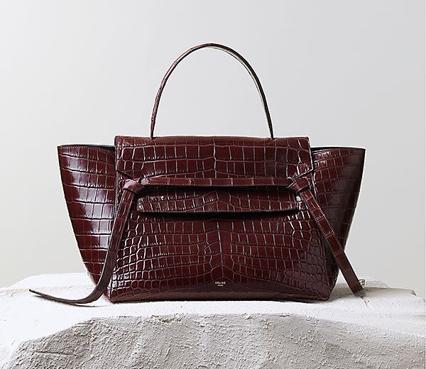 Celine-Belt-Bag-Handbag-Burgundy-Crocodile