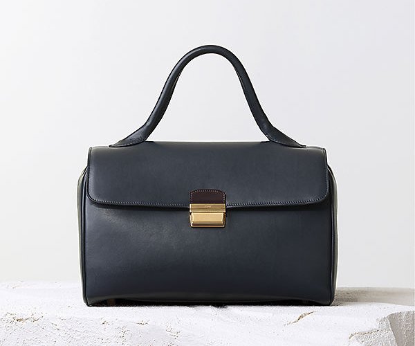 Celine-Top-Handle-Handbag-Navy-Blue
