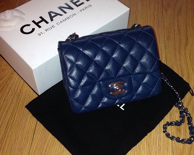 Chanel-Mini-Classic-Flap-Bag-Dark-Blue