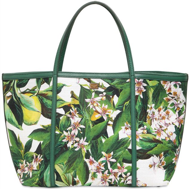 Dolce-Gabbana-Floral-Printed-Canvas-Tote-Green