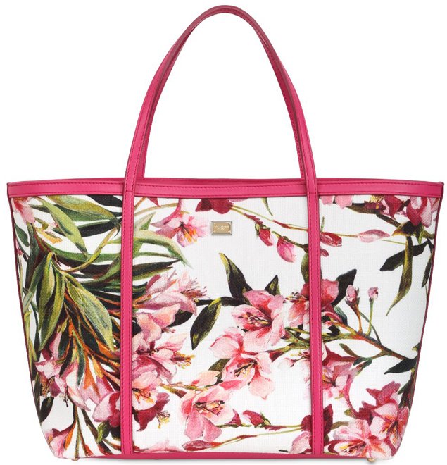 Dolce-Gabbana-Floral-Printed-Canvas-Tote-Pink