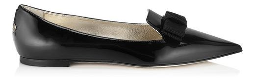 Jimmy-Choo-Black-Patent-Leather-Pointy-Toe-Flats-with-Bow