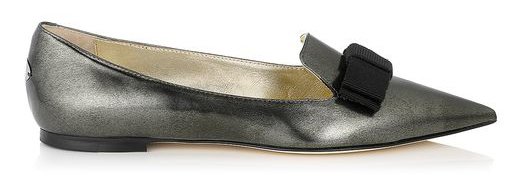 Jimmy-Choo-Gala-Anthracite-Brushed-Mirror-Leather-Pointy-Toe-Flats-with-Bow
