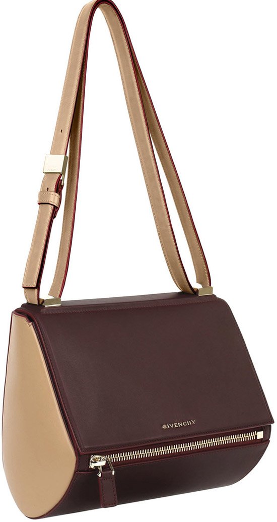 Givenchy-Bordeaux-and-beige-smooth-leather-Pandora-Box-bag