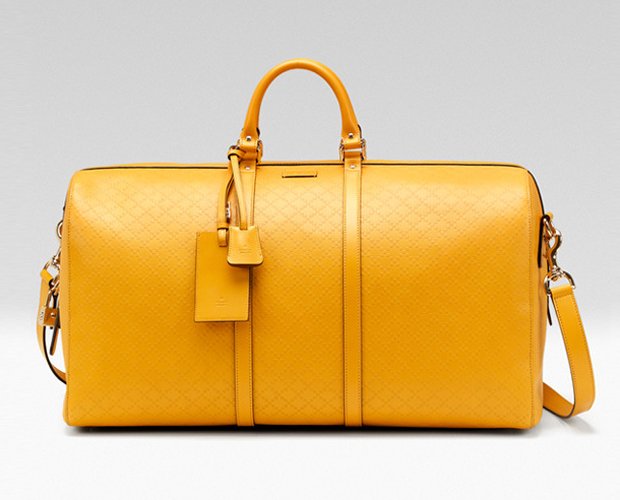 Gucci Diamante Lux Leather Carryon Duffle Bag in Yellow