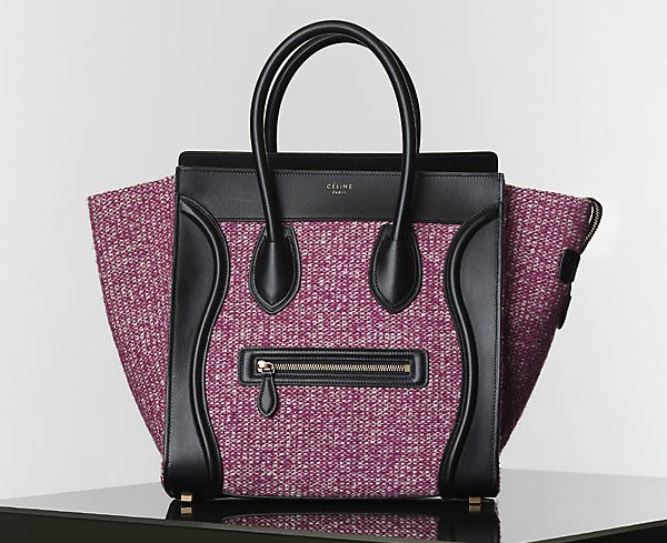 Celine-Purple-Tweed-Mini-Luggage-Bag