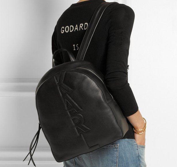 Karl-Lagerfeld-Appliqué-Leather-Backpack