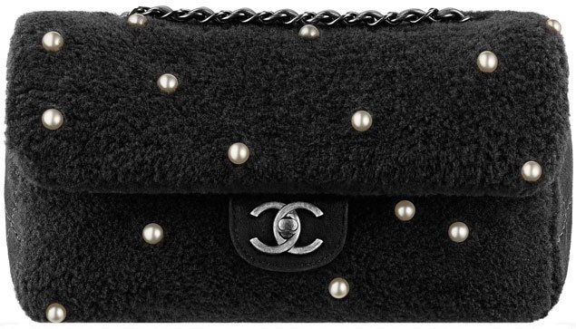 chanel-shearling-flap-bag-in-black-with-pearls