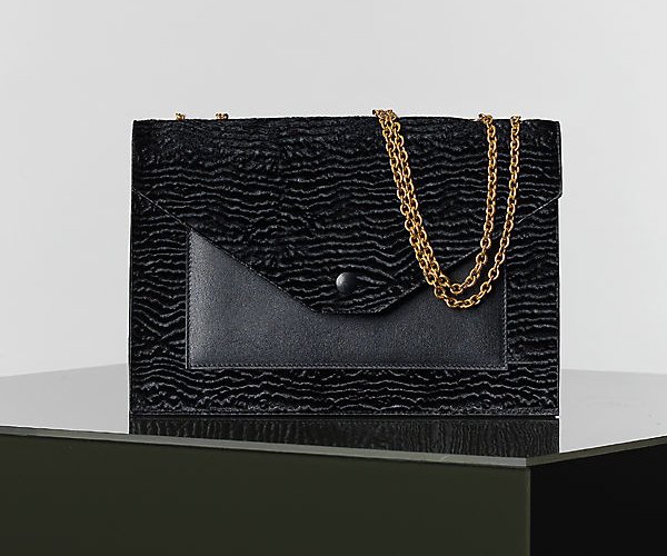Celine-Pocket-Handbag-in-Black-Astrakhan