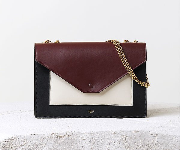 Celine-Pocket-Handbag-in-Seashell-Burgundy-Black