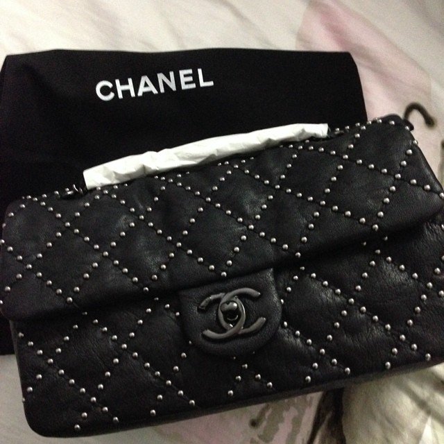 Chanel-Studded-Flap-Bag-Black