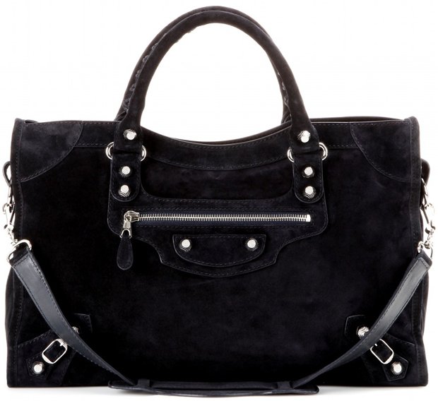 Balenciaga Classic Suede City Bag in Black