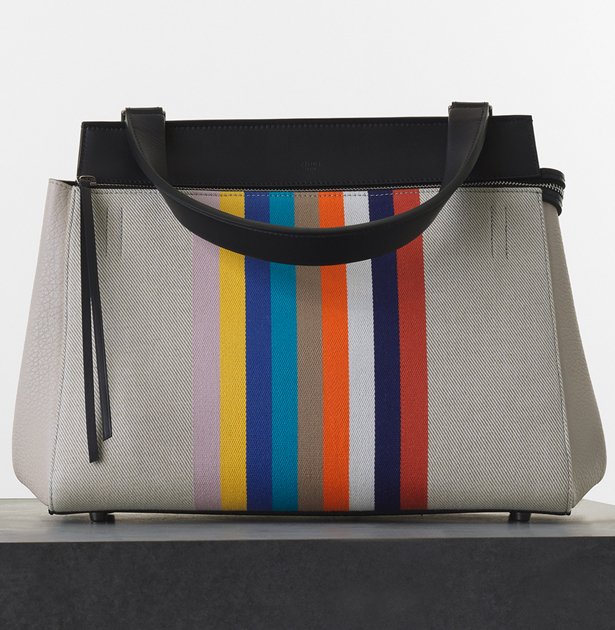 Celine-Medium-Edge-Handbag-in-Multicolour-Textile-and-Calfskin