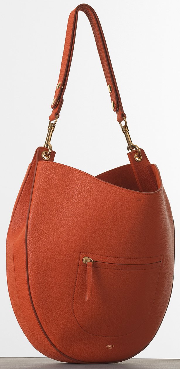 Celine-Medium-Hobo-with-Zip-Handbag-in-Burnt-Orange-Crisped-Calfskin