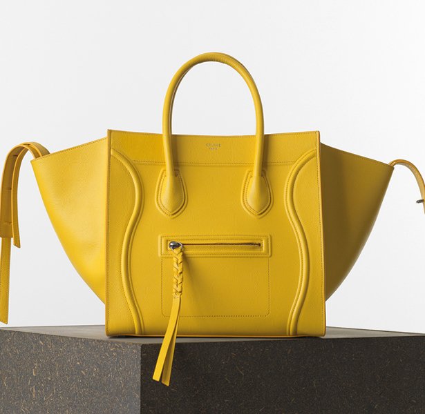 Celine-Medium-Luggage-Phantom-Handbag-in-Yellow-Grained-Calfskin
