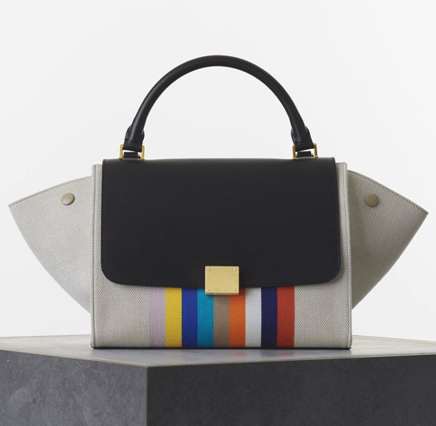 Celine-Medium-Trapeze-Handbag-in-Multicolour-Textile