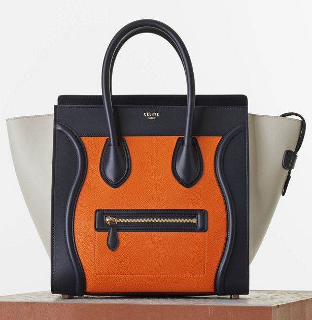 Celine-Mini-Luggage-Handbag-in-Bright-Orange-Multicolour-Elephant-Calfskin