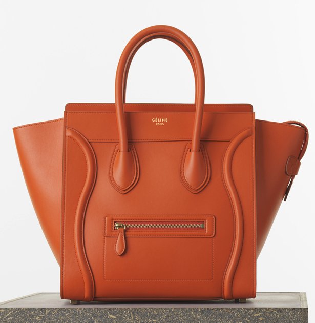 Celine-Mini-Luggage-Handbag-in-Burnt-Orange-Smooth-Calfskin