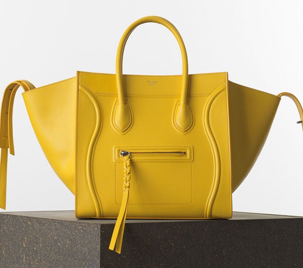 Celine-Luggage-Phantom-Handbag-in-Yellow-Grained-Calfskin