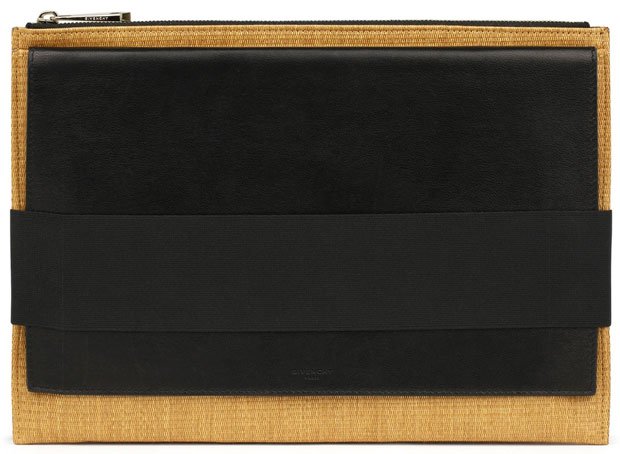 Givenchy-Pouch-with-elastic-in-raffia-and-smooth-leather