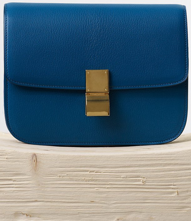celine blue leather handbag classic  