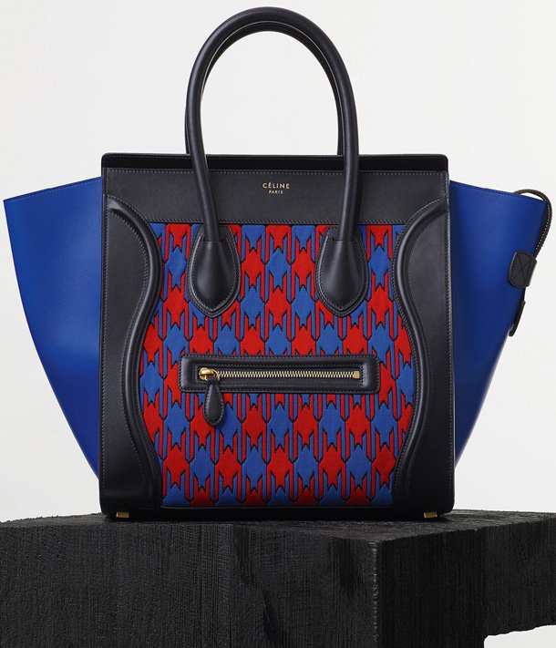 Celine-Mini-Luggage-Handbag-in-Electric-Blue-Diamond-Jacquard