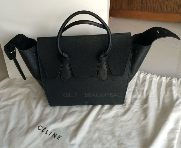 Celine Black Tie Knot Large Leather Shopper Tote Handbag Bag Purse  