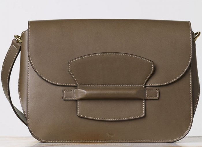 celine khaki leather handbag edge