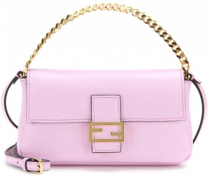 Fendi-Pink-Micro-Baguette-Chain-shoulder-bag