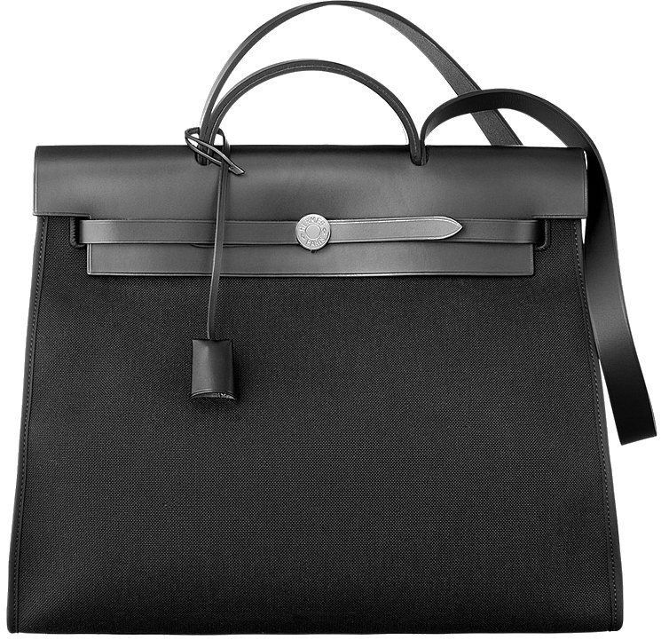Hermes Herbag Zip Black Canvas Bag 
