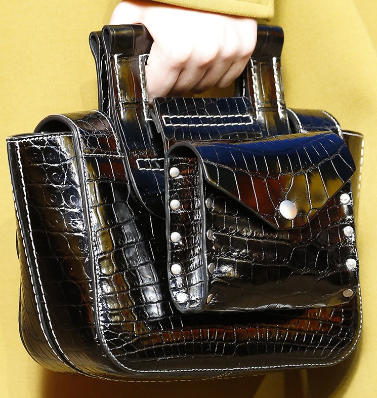 celine navy leather handbag pocket  
