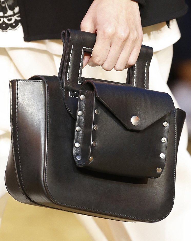 celine navy leather handbag pocket  